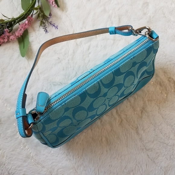 Coach Y2K 90's Turquoise Signature C Demi Shoulder Bag w/Dustbag - Picture 7 of 16